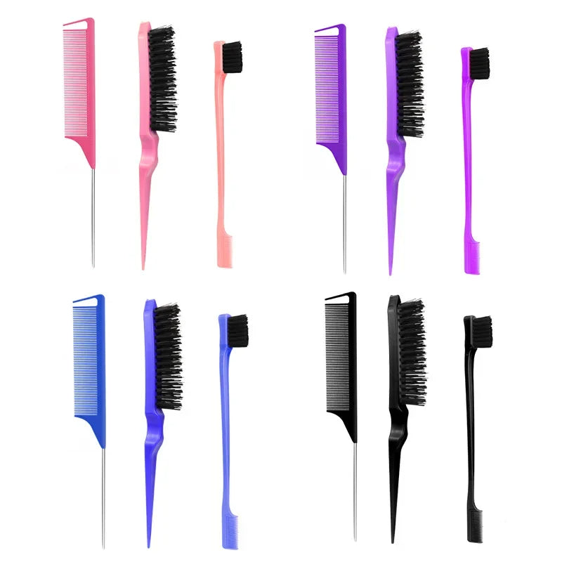 3Pcs Slick Back Hair Brush Set