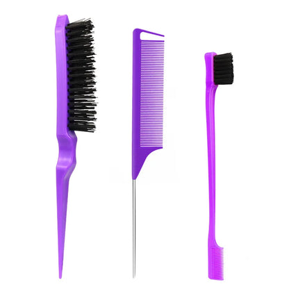 3Pcs Slick Back Hair Brush Set